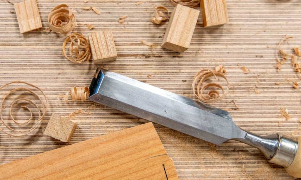 Ciseau à Bois à Lame Plate 5 Mm - Manche En Bois, Acier Forgé #45 - Pour Sculpture Et Travail Du Bois